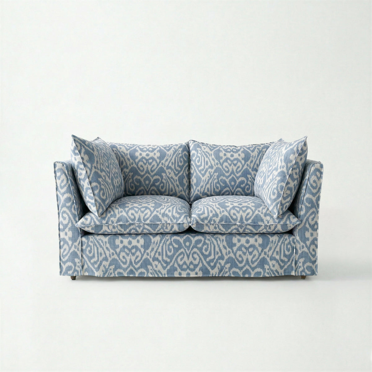 Coco 2 seater sofa with Knife Edge cushion in Otter Denim - Hand Made in USA