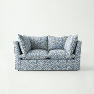 Coco 2 seater sofa with Knife Edge cushion in Otter Denim - Hand Made in USA