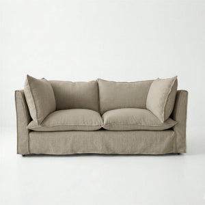 Coco 2.5 seater sofa with Knife Edge cushion in Hemp Linen - Hand Made in USA