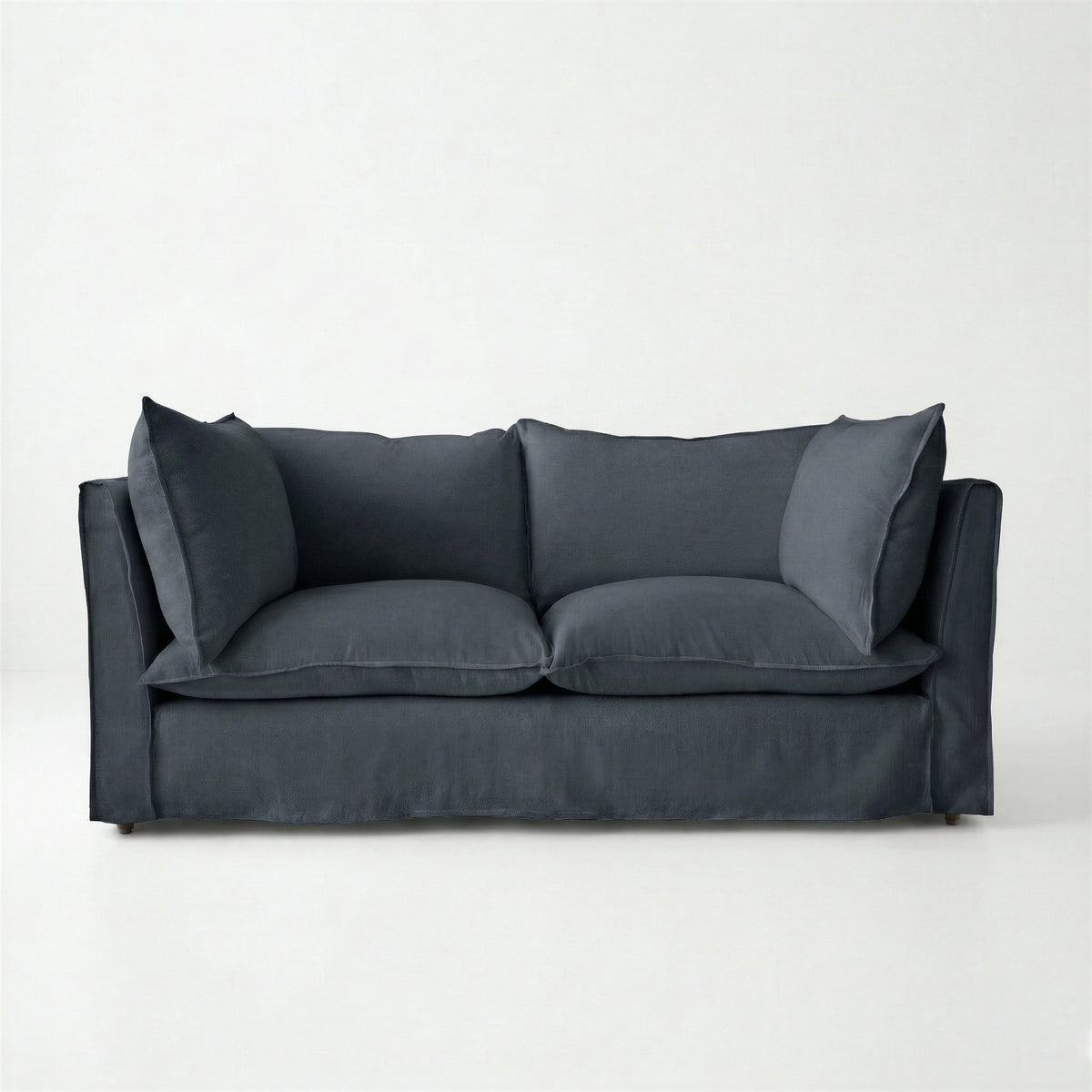 Coco 2.5 seater sofa with Knife Edge cushion in Midnight Linen - Hand Made in USA
