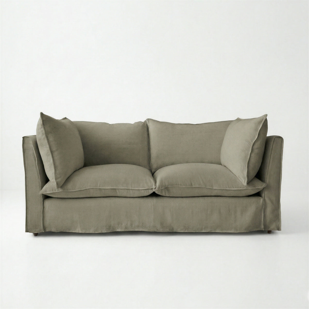 Coco 2.5 seater sofa with Knife Edge cushion in Sage Linen - Hand Made in USA