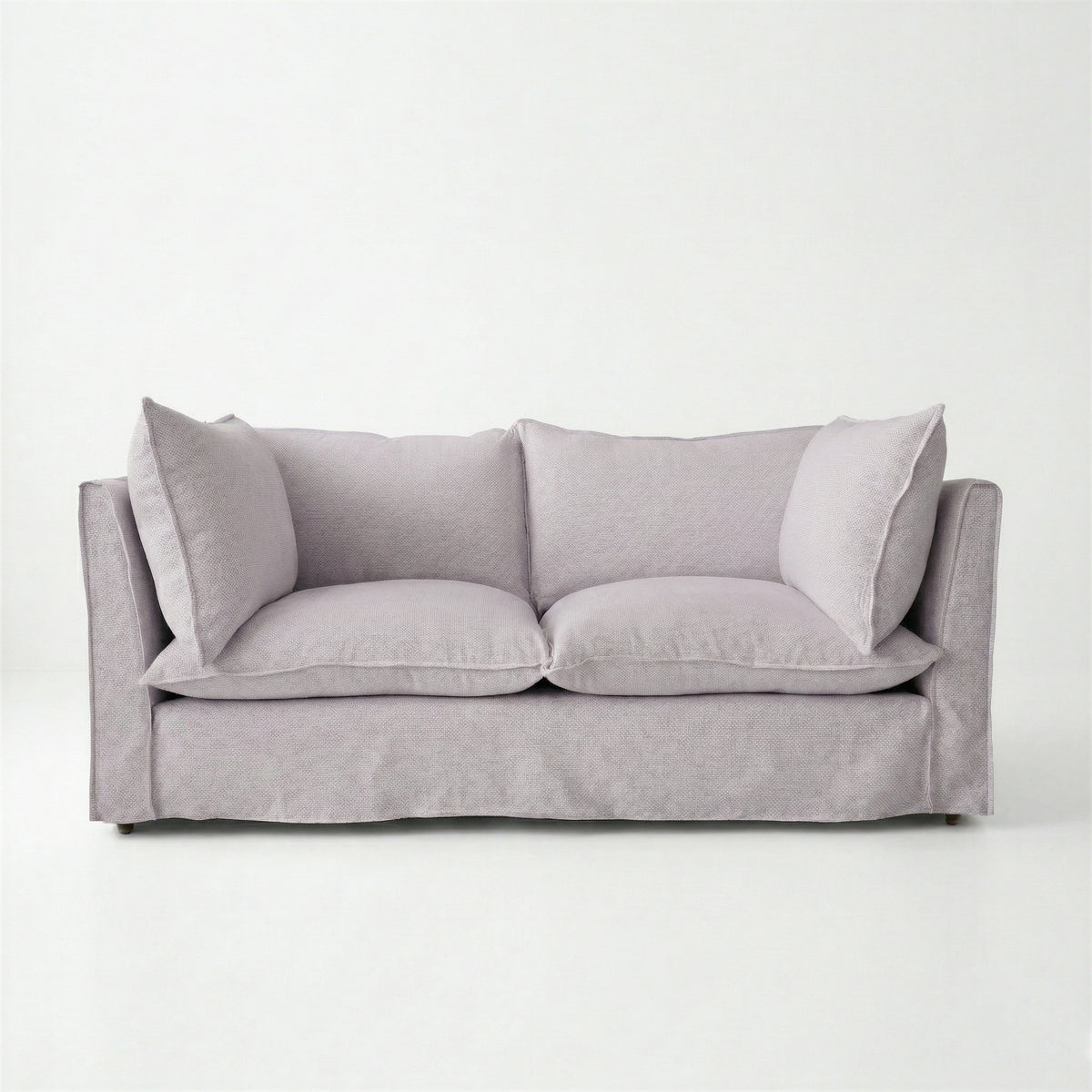 Coco 2.5 seater sofa with Self Piped Knife Edge cushion in Cotton Linen Sea Salt - Hand Made in USA