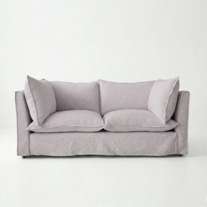 Coco 2.5 seater sofa with Self Piped Knife Edge cushion in Cotton Linen Sea Salt - Hand Made in USA
