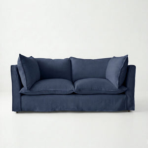 Coco 2.5 seater sofa with Self Piped Knife Edge cushion in Cotton Linen Inkspot - Hand Made in USA