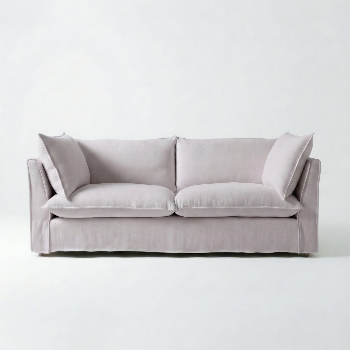 Coco 3 seater sofa with Self Piped Knife Edge cushion in Cotton Linen Sea Salt  - Hand Made in USA