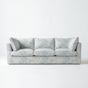Coco 3.5 seater sofa with Self Piped Knife Edge cushion in Andrew Martin Midsummer Faded Blue - Hand Made in USA