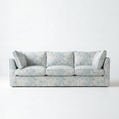 Coco 3.5 seater sofa with Self Piped Knife Edge cushion in Andrew Martin Midsummer Faded Blue - Hand Made in USA