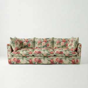 Coco 3.5 seater sofa with Knife Edge cushion in English Garden Classic Rose - Hand Made in USA