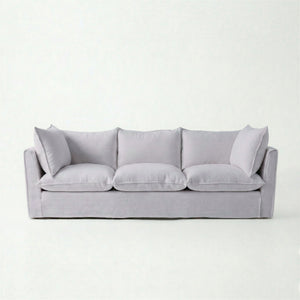 Coco 3.5 seater sofa with Self Piped Knife Edge cushion in Cotton Linen Sea Salt  - Hand Made in USA