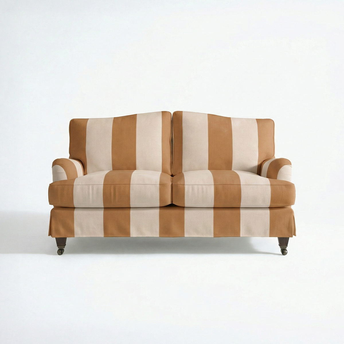 Isobel 2 Seater Sofa with Big Back Cushion in Caramel Stripe - Hand Made in USA