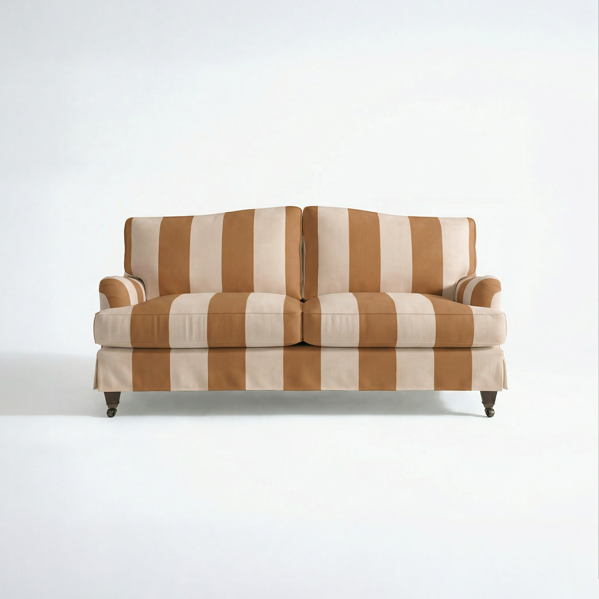 Isobel 2.5 Seater Sofa with Big Back Cushion in Caramel Stripe - Hand Made in USA