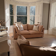 Coco 2.5 seater sofa with Self Piped Knife Edge cushion in Cotton Linen Rosedale  - Hand Made in USA