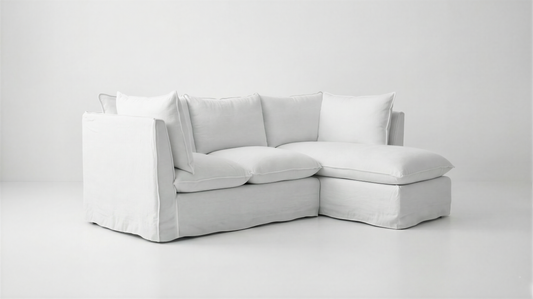 Coco L-Shaped Sofa with Chaise in Customer's Own Material - Handmade to Order in the USA