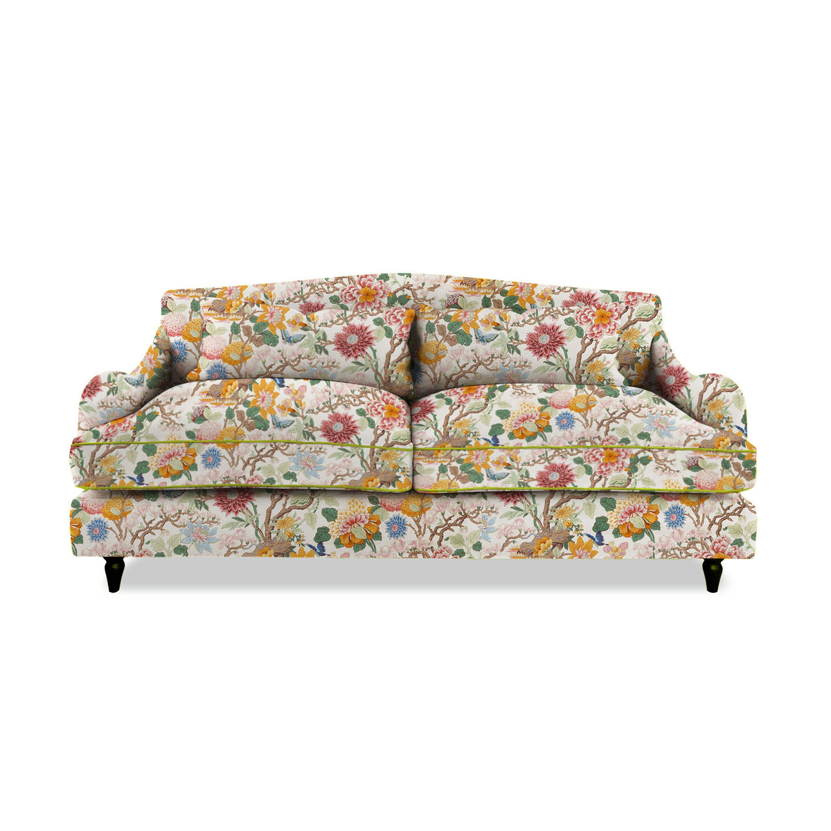 Felix 3 seater sofa in Magnolia Cream Blue with Velvet Trim - Hand Made in USA