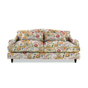 Felix 3 seater sofa in Magnolia Cream Blue with Velvet Trim - Hand Made in USA