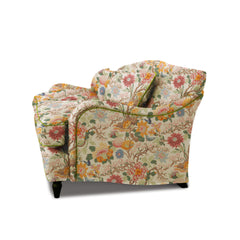 Felix 3 seater sofa in Magnolia Cream Blue with Velvet Trim - Hand Made in USA