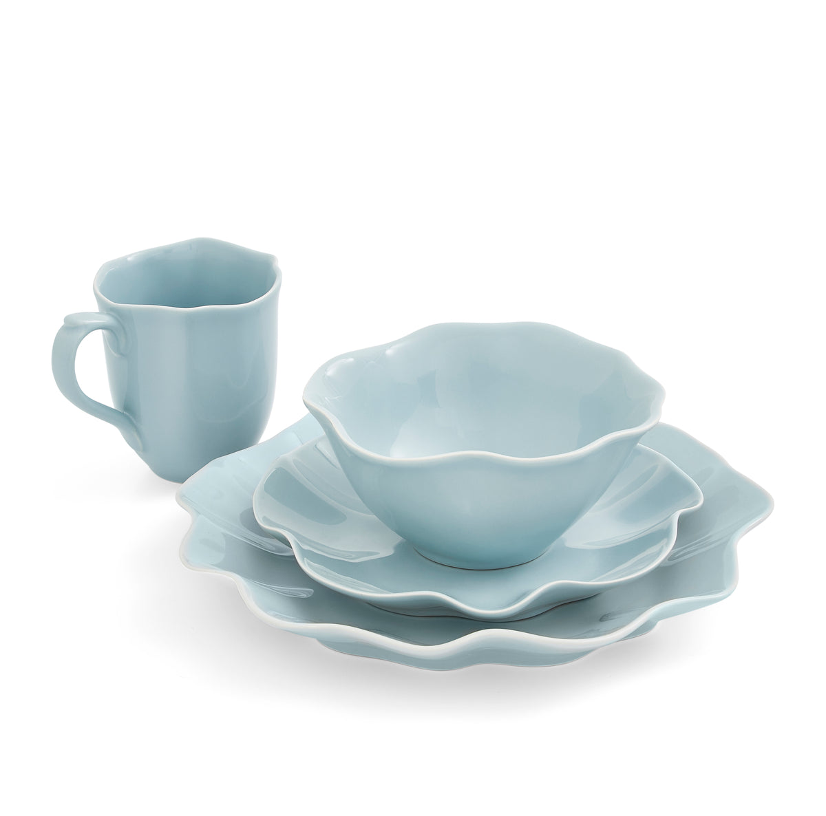 Robins Egg Floret 4 Piece Place Setting