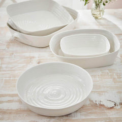 White Porcelain Round Roasting Dish