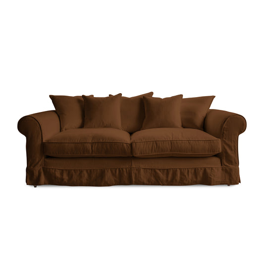 Salthrop Large Sofa with Scatter Cushion in Beatrice Nutmeg - Hand Made in USA