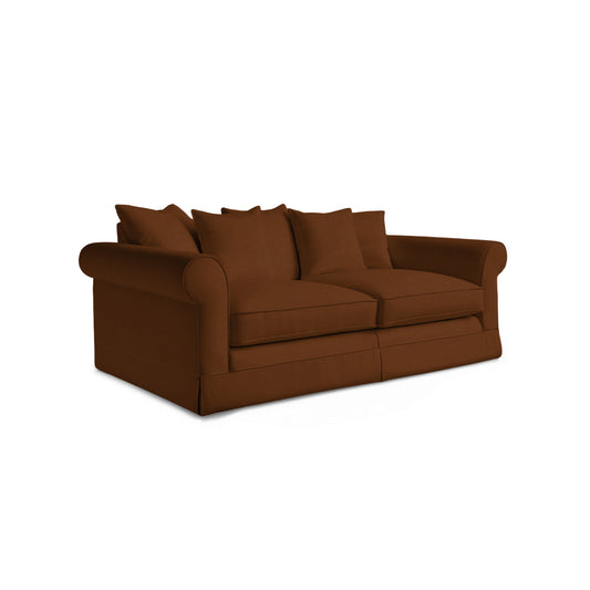 Salthrop Large Sofa with Scatter Cushion in Beatrice Nutmeg - Hand Made in USA