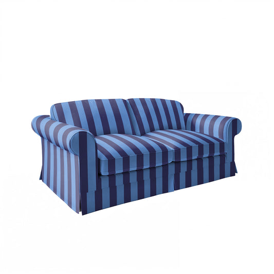 Salthrop Large Sofa with Big Back Cushion in Coastal Blue Stripe - Hand Made in USA