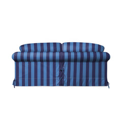 Salthrop Large Sofa with Big Back Cushion in Coastal Blue Stripe - Hand Made in USA