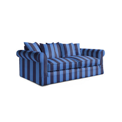 Salthrop Large Sofa with Scatter Cushion in Coastal Blue Stripe - Hand Made in USA