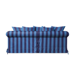 Salthrop Large Sofa with Scatter Cushion in Coastal Blue Stripe - Hand Made in USA