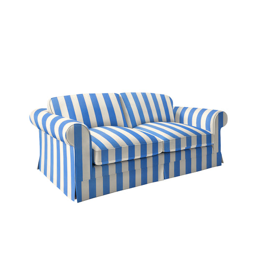 Salthrop Large Sofa with Big Back Cushion in Cornish Blue Stripe - Hand Made in USA