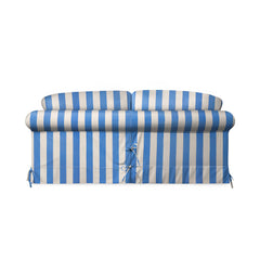 Salthrop Large Sofa with Big Back Cushion in Cornish Blue Stripe - Hand Made in USA