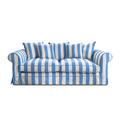 Salthrop Large Sofa with Scatter Cushion in Cornish Blue Stripe - Hand Made in USA