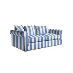 Salthrop Large Sofa with Scatter Cushion in Cornish Blue Stripe - Hand Made in USA