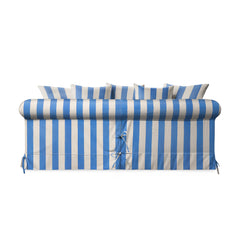 Salthrop Large Sofa with Scatter Cushion in Cornish Blue Stripe - Hand Made in USA