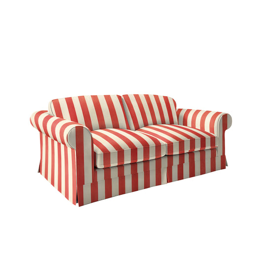 Salthrop Large Sofa with Big Back Cushion in Petunia Red Stripe - Hand Made in USA