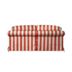 Salthrop Large Sofa with Big Back Cushion in Petunia Red Stripe - Hand Made in USA
