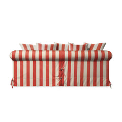 Salthrop Large Sofa with Scatter Cushion in Petunia Red Stripe - Hand Made in USA