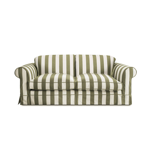 Salthrop Large Sofa with Big Back Cushion in Spring Green Stripe - Hand Made in USA