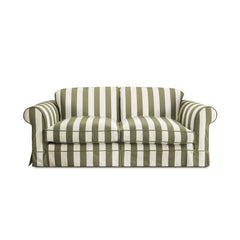 Salthrop Large Sofa with Big Back Cushion in Spring Green Stripe - Hand Made in USA