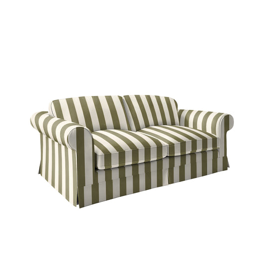 Salthrop Large Sofa with Big Back Cushion in Spring Green Stripe - Hand Made in USA