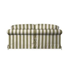 Salthrop Large Sofa with Big Back Cushion in Spring Green Stripe - Hand Made in USA