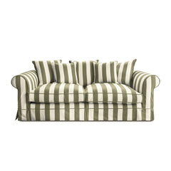 Salthrop Large Sofa with Scatter Cushion in Spring Green Stripe - Hand Made in USA