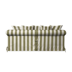 Salthrop Large Sofa with Scatter Cushion in Spring Green Stripe - Hand Made in USA