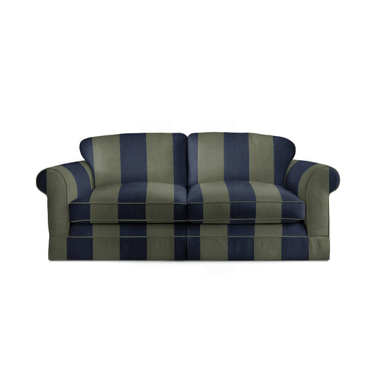 Salthrop Large Sofa with Big Back Cushion in Woodland Stripe - Hand Made in USA