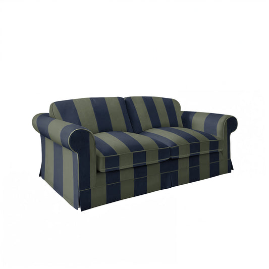 Salthrop Large Sofa with Big Back Cushion in Woodland Stripe - Hand Made in USA
