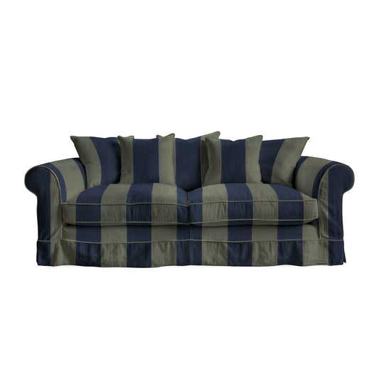 Salthrop Large Sofa with Scatter Cushion in Woodland Stripe - Hand Made in USA