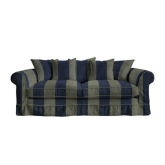 Salthrop Large Sofa with Scatter Cushion in Woodland Stripe - Hand Made in USA