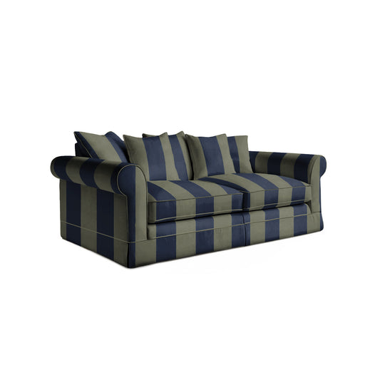 Salthrop Large Sofa with Scatter Cushion in Woodland Stripe - Hand Made in USA