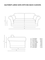 Salthrop Large Sofa with Big Back Cushion in Beatrice Camelia - Hand Made in USA