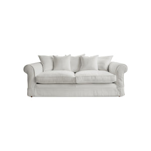 Barton Large Sofa with Scatter Cushions in Cotton Linen Cool Coconut - Hand Made in USA