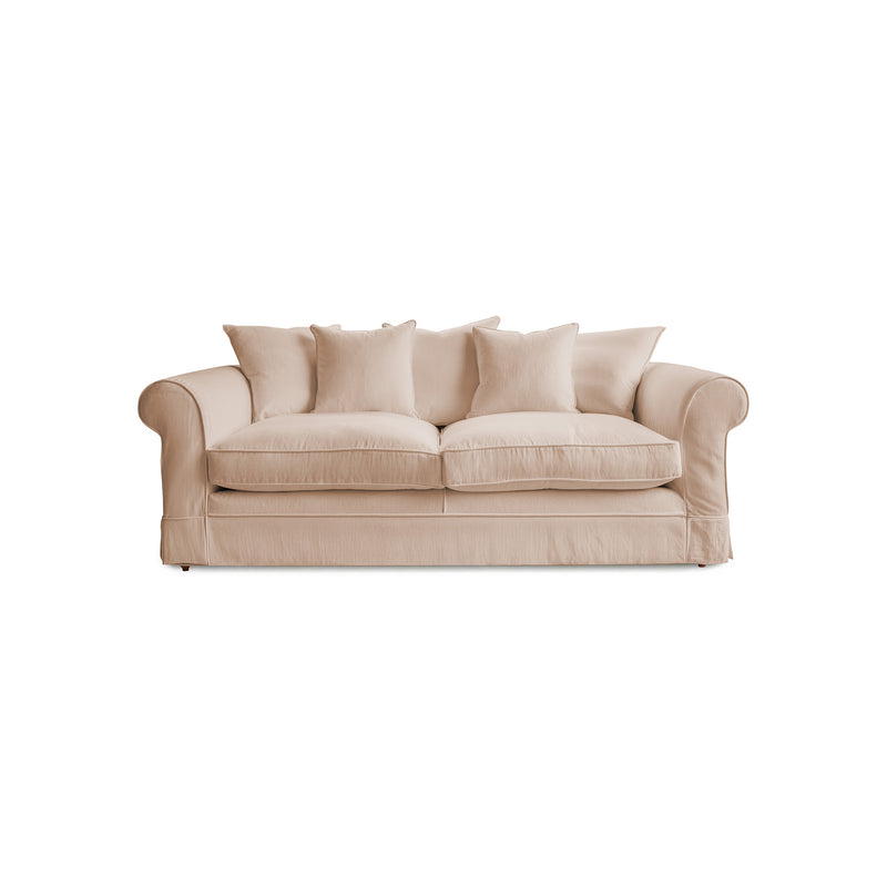 Barton Large Sofa with Scatter Cushions in Cotton Linen Rosedale - Hand Made in USA